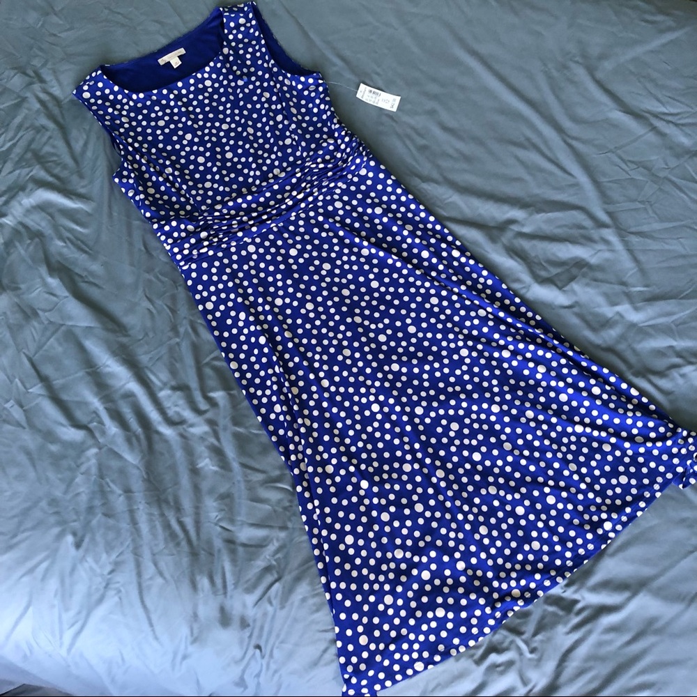 Dressbarn Blue & White Polka Dot Dress